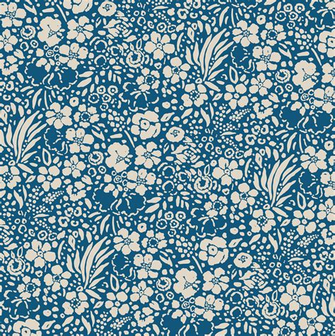 Floral Garden Shore Vintage Blue Flower Print By Seasalt Cornwall