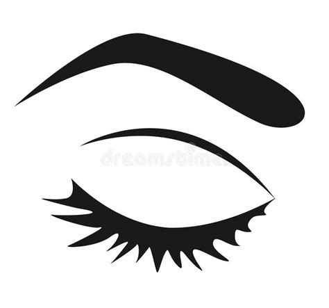 Photo About Black Silhouette Of Female Closed Eye With Long Eyelashes
