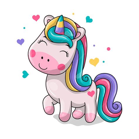 Dibujos Animados De Unicornio Plano Pony Vector Infantil Con Flor Feliz