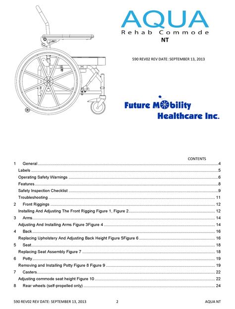 Future Mobility Healthcare Inc Aqua Rehab Commode Nt User Manual Pdf