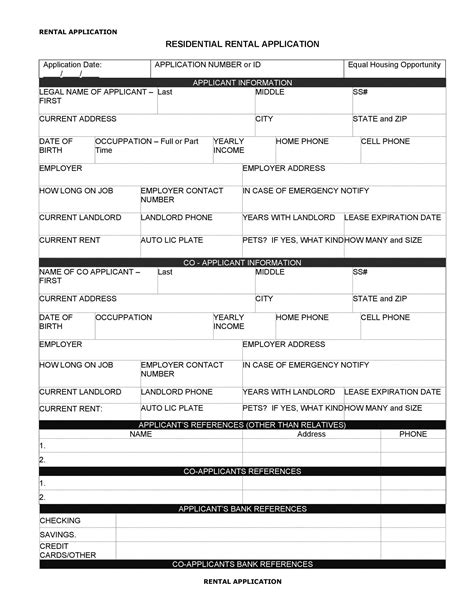 Free Printable Rental Application Form Customize And Print