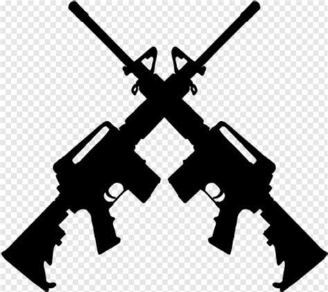 Crossed Guns Silhouette Clip Art Sketch Coloring Page