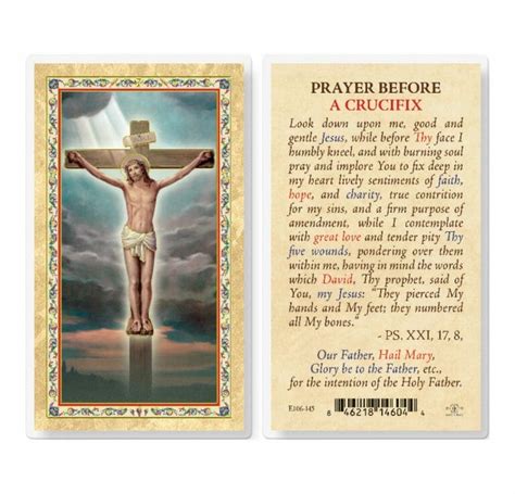 Prayer Before A Crucifix Gold Stamped Laminated Holy Card 25 Pack