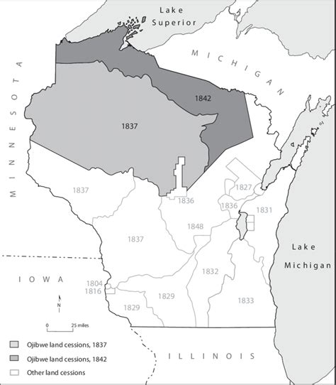 Ojibwe Land Cession 1837 1854 Map By University Of Wisconsin