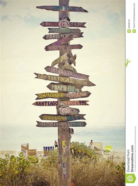 Directional Sign Post On The Beach Stock Photo Image Of
