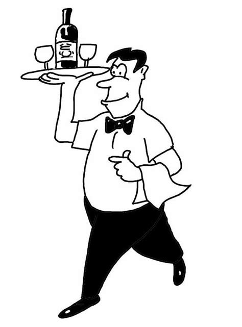 Waiter In A Cafe Coloring Page Free Printable Coloring Pages For Kids