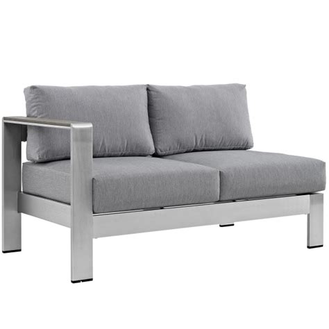 Shore 7 Piece Outdoor Patio Aluminum Sectional Sofa Set Silver Gray