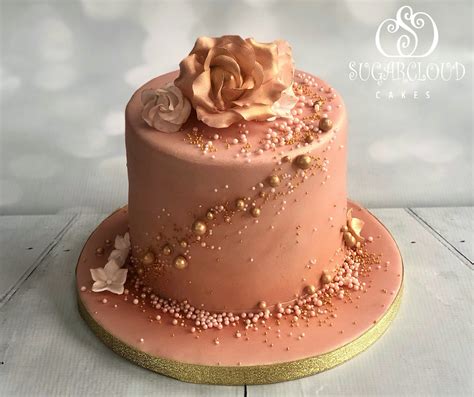 Sugar Cloud Cakes Cake Designer Nantwich Crewe Cheshire An Airbrushed Rose Gold 50th