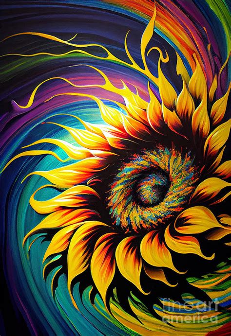 Rainbow Sunflower Digital Art By Sabantha Fine Art America