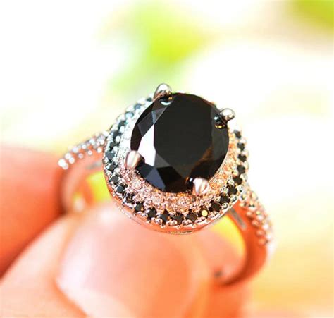 Black Onyx Ring Black Oval Ring Onyx Ring Black Zircon Etsy