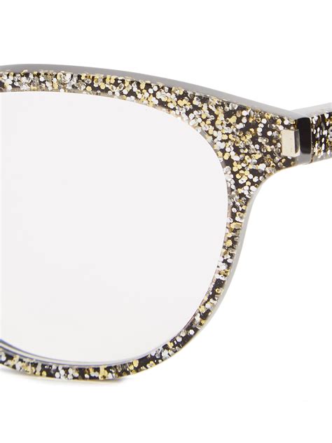 Lyst Saint Laurent Round Frame Glitter Glasses In Metallic