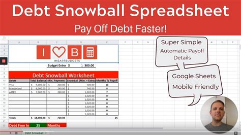 Simple Debt Snowball Spreadsheet Mobile Friendly Youtube