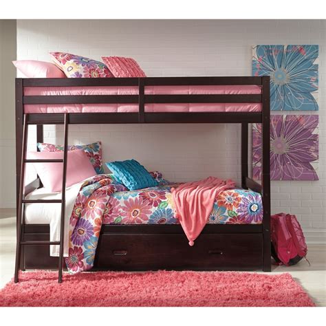 Signature Design By Ashley Halanton B328yb2 Solid Pine Twin Twin Bunk Bed W Under Bed Storage