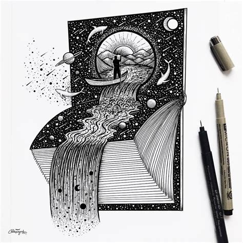 Fantasy And Surrealism In Ink Illustrations Ink Pen Drawings Ink