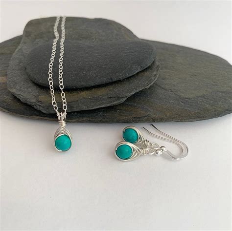 Turquoise Necklace And Earrings Set Turquoise Earrings Etsy