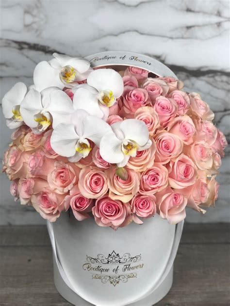 Light Pink Rose With Orchid Round Box Flower Delivery Alhambra