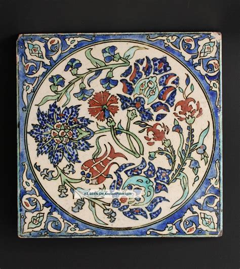 Antique Iznik Pottery Kutahya Pottery Tile Ottoman Turkey Turkish
