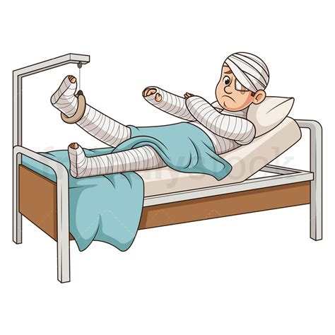 Cartoon Injured Man With Broken Leg Vector Image Illustration