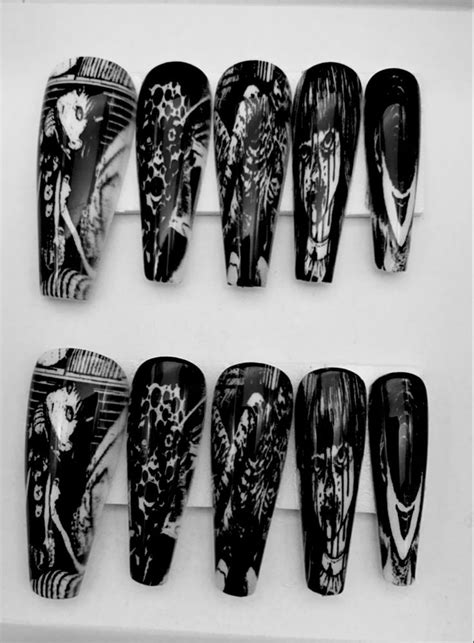 Junji Ito Handmade Press On Nails Skull Nails Melody Hello Kitty