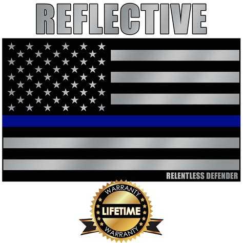 Police Fire Decal Reflective Thin Blue Line American Flags Mirrored 3