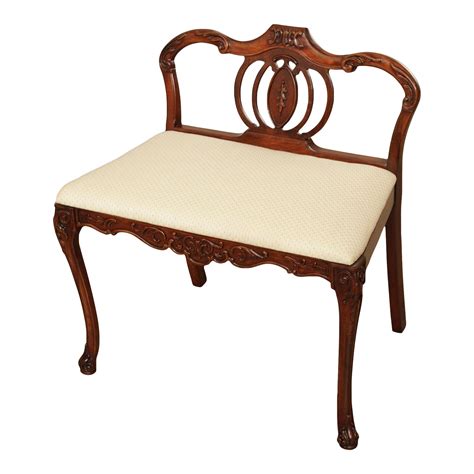 Vintage French Style Carved Mahogany Vanity Bench Chairish