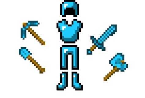 Minecraft Diamond Armour And Tools Pixel Art Pixel Art Maker