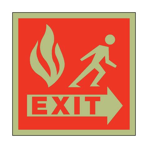Photoluminescent Fire Safety Exit Square Sign Pvc Safety Signs