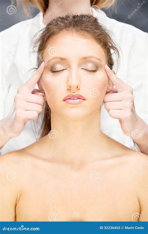 woman on head massage stock image image of hands woman 32236455