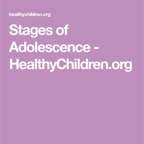 Stages Of Adolescence Adolescence Physical