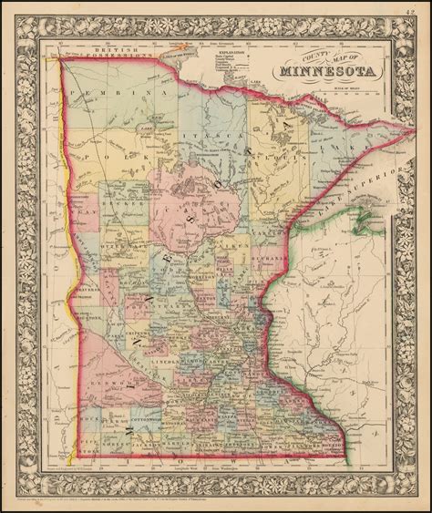 County Map Of Minnesota Barry Lawrence Ruderman Antique Maps Inc