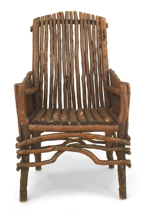 Rustic Adirondack Twig Arm Chair In 2021 Twig Furniture Rustic Log