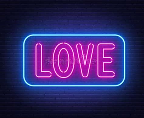 Neon Sign Love On Brick Wall Background Stock Vector Illustration Of