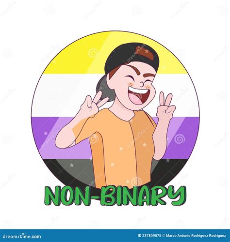 Isolated Happy Non Binary Person Vector Stock Vector Illustration Of