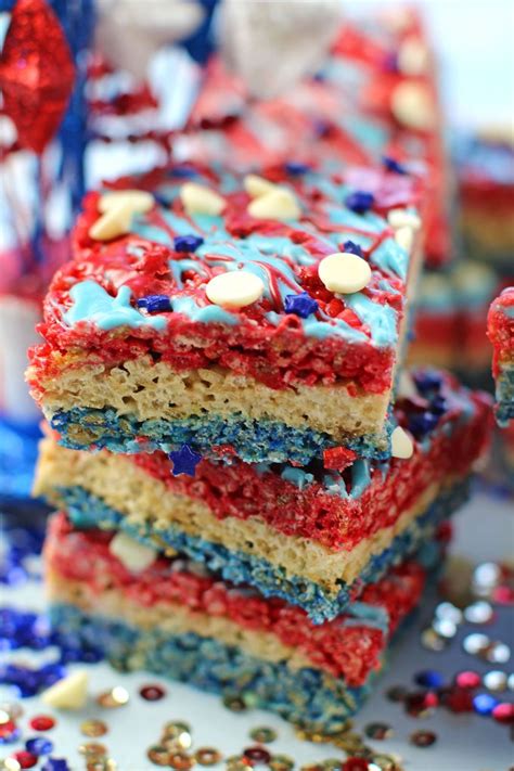 Red White And Blue Rice Crispy Treats Sweet And Savory Meals
