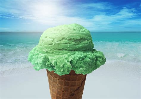 Ice Sun Beach Sea Wave Hot Ice Cream Cone Waffle Ice Cream