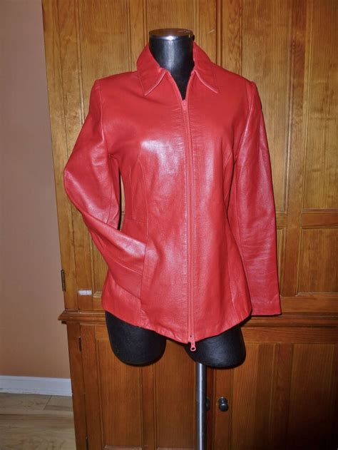 Italy Vera Pelle Red Butter Soft Genuine 100 Leather Coat Jacket Sz S