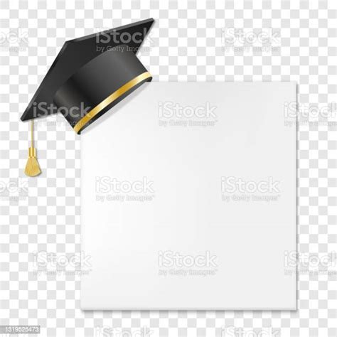 Graduation Cap Or Mortar Board On Paper Corner Stock Illustration