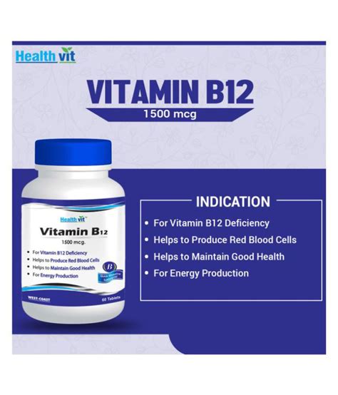 It doesn't have the independent lab testing that other supplements have, and its delivery mechanism. HealthVit Vitamin B12 1500mcg 60 no.s Vitamins Tablets ...