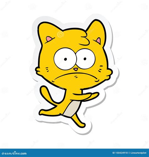 Sticker Of A Cartoon Nervous Cat Stock Vector Illustration Of Kitten
