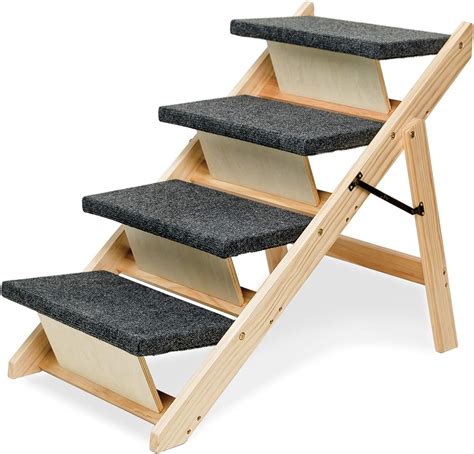 Mewang Wooden Dog Stairssteps Foldable 4 Levels Pet