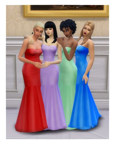 💎lovely Magic💎passion Flower Strapless Dress Formal Sims 4 Dresses