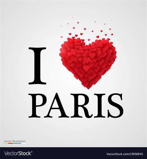 I Love Paris Heart Sign Royalty Free Vector Image