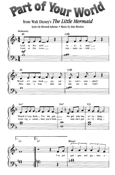 4 5 the office piano sheet music memo example. PART OF YOUR WORLD The Little Mermaid Easy Piano Sheet music - Guitar chords - Walt Disney ...