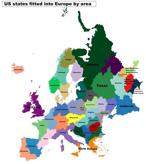 Us States Fitted Into Europe By Area Vivid Maps