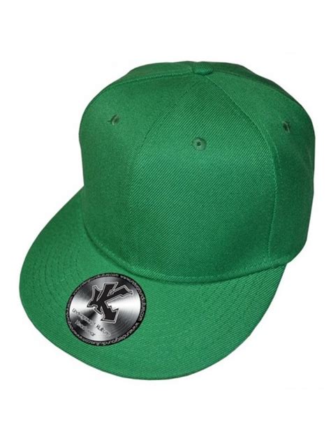 Plain Green Flat Peak Snapback Baseball Cap C0119p50mpv