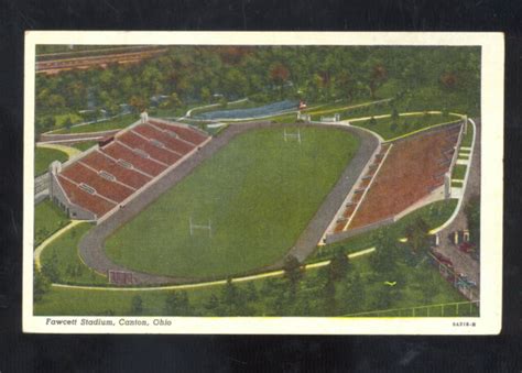 Canton Ohio Fawcett Football Stadium Vintage Postcard Ebay