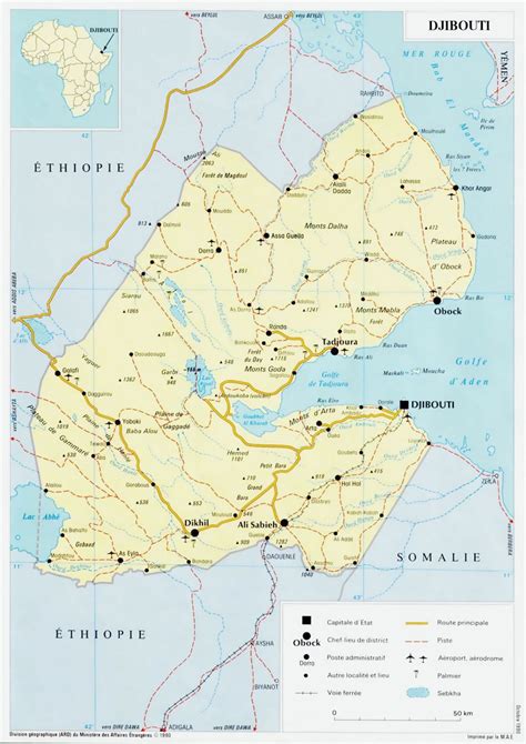 Detailed Political Map Of Djibouti With Roads Railroa