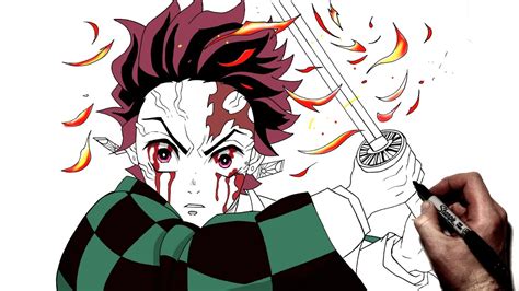 How To Draw Tanjiro Hinokami Kagura Step By Step Demon Slayer Youtube