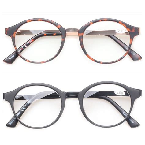 Reading Glasses 2 Pack Vintage Metal Round Reading Glasses Classic Retro Readers Eyewear Frames