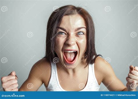 Woman Screams In Rage Stock Image Image Of Expression 118074421
